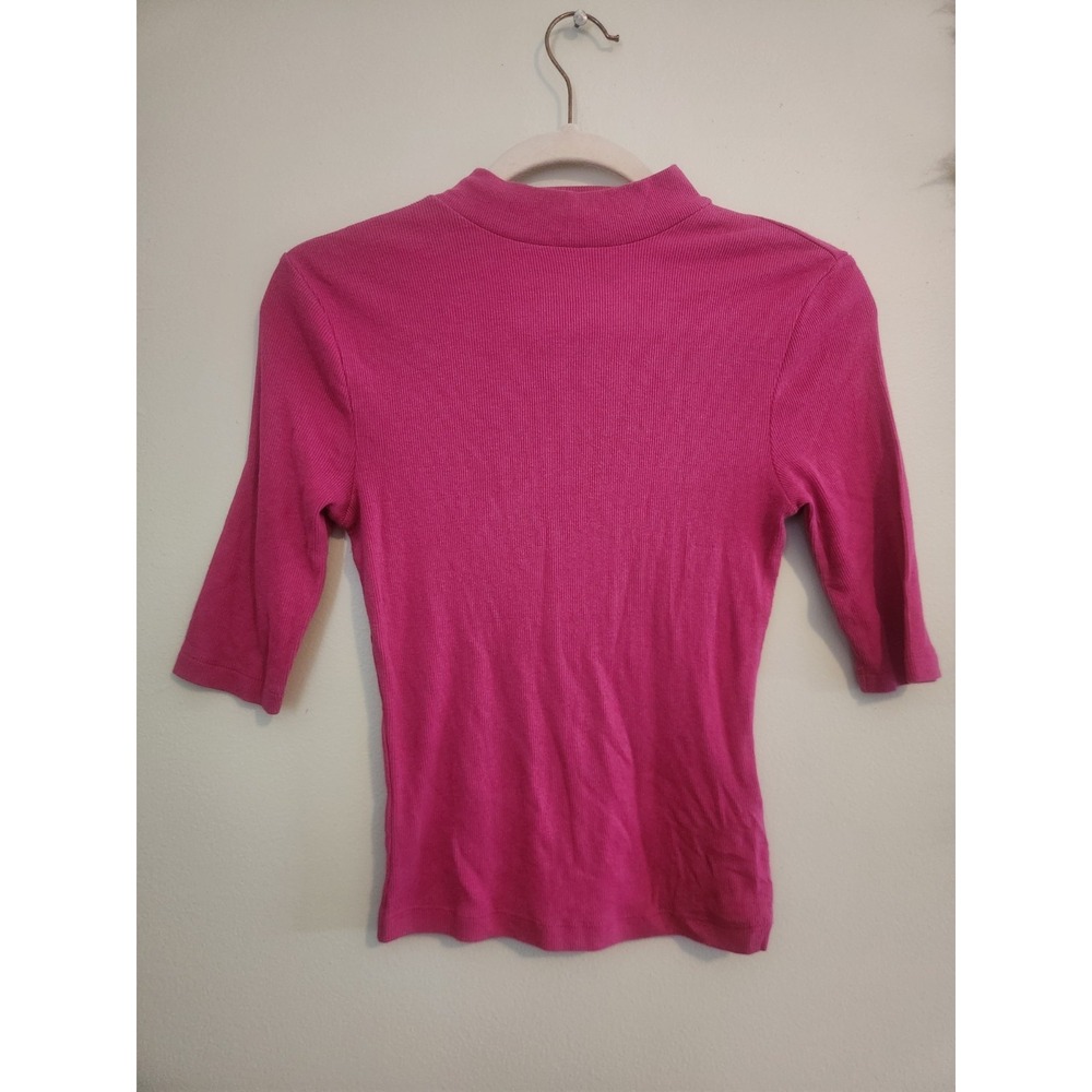 Y2k Express Fitted Size Small Hot Pink Womens Turtleneck